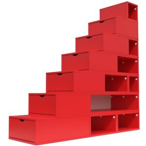 ABC MEUBLES Escalier Cube de rangement hauteur 175 cm - - Rouge - / - Rouge