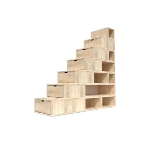 ABC MEUBLES Escalier Cube de rangement hauteur 175 cm - - Vernis Naturel - / - Vernis Naturel