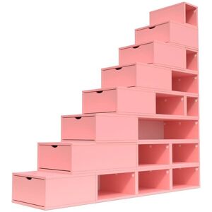 ABC MEUBLES Escalier Cube de rangement hauteur 200 cm - - Rose Pastel - / - Rose Pastel