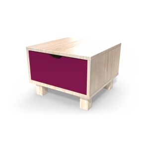 ABC MEUBLES Table de chevet bois Cube + tiroir - - Vernis Naturel/Prune - / - Vernis Naturel/Prune - Publicité