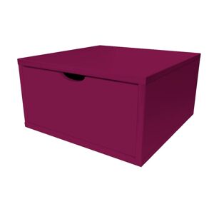 ABC MEUBLES Cube de rangement bois 50x50 cm + tiroir - - Prune - / - Prune - Publicité