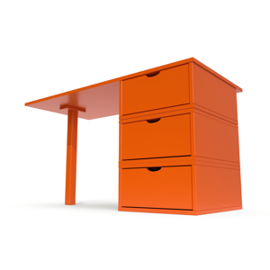 ABC MEUBLES Bureau bois 3 tiroirs Cube - - Orange - / - Orange - Publicité