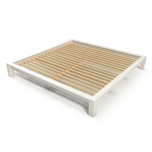 ABC MEUBLES Lit King Size 200x200 bois massif 200x200 Blanc 200x200 Blanc