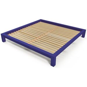 ABC MEUBLES Lit King Size 200x200 bois massif 200x200 Bleu fonce 200x200 Bleu fonce