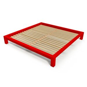 ABC MEUBLES Lit King Size 200x200 bois massif 200x200 Rouge 200x200 Rouge