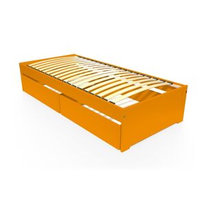 ABC MEUBLES Lit 90x190 simple avec tiroirs de rangement Malo 90x190 Orange 90x190 Orange