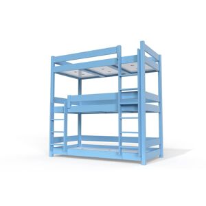 ABC MEUBLES Lit superpose ABC 3 places en bois massif 90x190 90x190 Bleu Pastel 90x190 Bleu Pastel