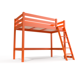 ABC MEUBLES Lit mi hauteur ABC 90x200 bois avec echelle inclinee 90x200 Orange 90x200 Orange