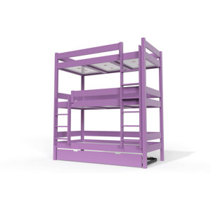 ABC MEUBLES Lit superpose ABC 4 places en bois massif 90x190 90x190 Lilas 90x190 Lilas