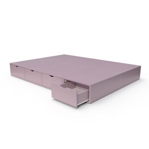 ABC MEUBLES Lit double avec rangement tiroirs Cube 140x200 Lilas 140x200 Lilas