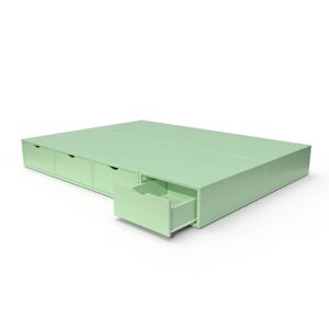 ABC MEUBLES Lit double avec rangement tiroirs Cube 140x200 Vert Pastel 140x200 Vert Pastel
