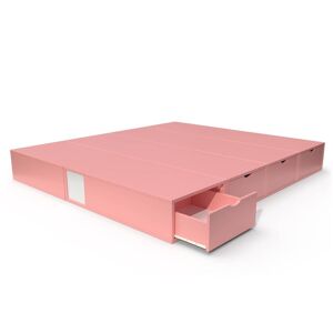 ABC MEUBLES Lit double avec rangement tiroirs Cube 160x200 Rose Pastel 160x200 Rose Pastel