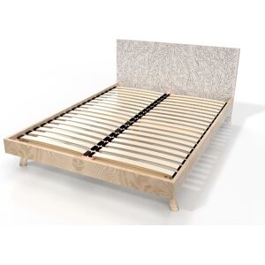 ABC MEUBLES Lit Scandinave 2 places bois Viking - 140x190 - Décor Tiges - 140x190 - Décor Tiges