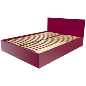 ABC MEUBLES Lit coffre 2 places en bois avec tête de lit - 140x200 - Prune - 140x200 - Prune