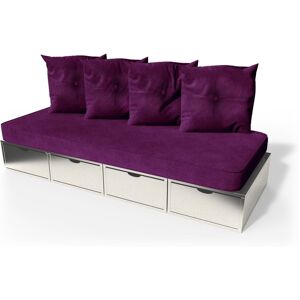 ABC MEUBLES Banquette cube 200 cm + futon + coussins - - Gris Aluminium - / - Gris Aluminium