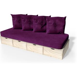 ABC MEUBLES Banquette cube 200 cm + futon + coussins - - Brut - / - Brut