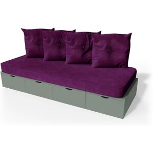 ABC MEUBLES Banquette cube 200 cm + futon + coussins - - Gris - / - Gris