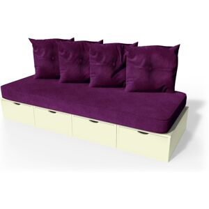 ABC MEUBLES Banquette cube 200 cm + futon + coussins - - Ivoire - / - Ivoire