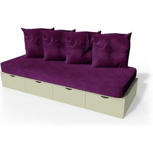 ABC MEUBLES Banquette cube 200 cm + futon + coussins - - Moka - / - Moka