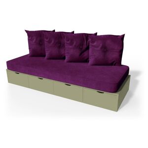 ABC MEUBLES Banquette cube 200 cm + futon + coussins - - Taupe - / - Taupe