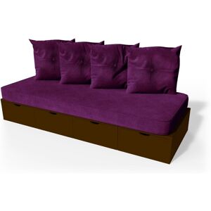 ABC MEUBLES Banquette cube 200 cm + futon + coussins - - Wengé - / - Wengé