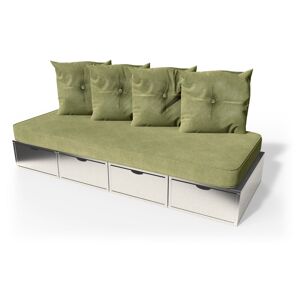 ABC MEUBLES Banquette cube 200 cm + futon + coussins - - Gris Aluminium - / - Gris Aluminium