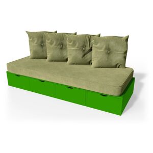 ABC MEUBLES Banquette cube 200 cm + futon + coussins - - Vert - / - Vert