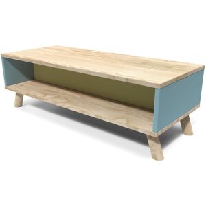 ABC MEUBLES Table basse scandinave bois rectangulaire Bleu et Jaune Viking Bleu pastel Jaune Bleu pastel Jaune