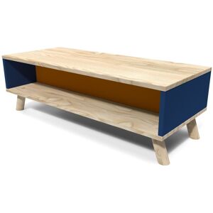 ABC MEUBLES Table basse scandinave bois rectangulaire bleu et orange Viking - - Bleu pétrole, Orange - / - Bleu pétrole, Orange