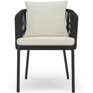 NV GALLERY Chaise outdoor SANTA MONICA - Chaise outdoor, Assise blanc ecru, cordage & metal noir Creme / Noir