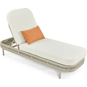 NV GALLERY Chaise-longue outdoor FLORENTINO - Bain de soleil, Blanc/terracotta waterproof & metal taupe, L200 Blanc / Terracotta / Taupe