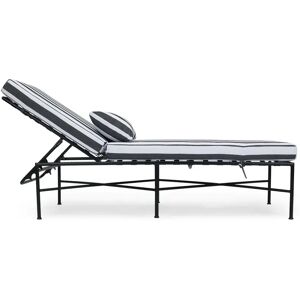 NV GALLERY Chaise-longue outdoor BEL AIR - Chaise-longue outdoor, Tissu waterproof noir-blanc & métal noir, L198 Blanc / Noir