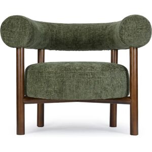 NV GALLERY Fauteuil CAROL - Fauteuil, Tweed vert & bois de frene, Ø80 Vert / Marron