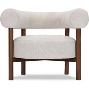 NV GALLERY Fauteuil CAROL - Fauteuil, Bouclette blanc casse & bois de frene, Ø80 Blanc / Marron