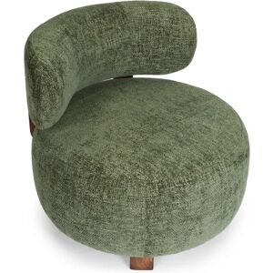 NV GALLERY Fauteuil PLATON - Fauteuil, Tweed vert & bois de frene teinte noyer, Ø75 Vert / Marron