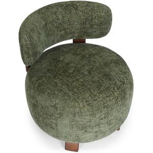 NV GALLERY Fauteuil PLATON - Fauteuil, Tweed vert & bois de frene teinte noyer, Ø60 Vert / Marron