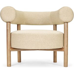 NV GALLERY Fauteuil CAROL - Fauteuil, Beige sable & bois blond, Ø80 Beige / Marron