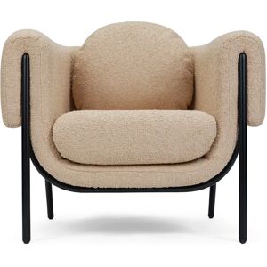 NV GALLERY Fauteuil MOCHI - Fauteuil, Beige bouclette & metal noir Beige / Noir