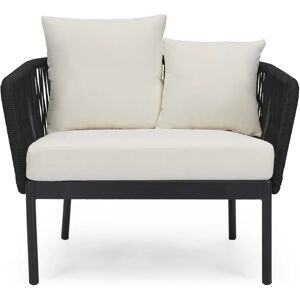 NV GALLERY Fauteuil outdoor SANTA MONICA - Fauteuil outdoor, Assise blanc écru, Cordage & métal noir, 70x87 Crème / Noir