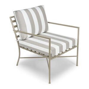 NV GALLERY Fauteuil outdoor BEL AIR - Fauteuil outdoor, Rayures taupe waterproof & métal taupe Blanc / Taupe