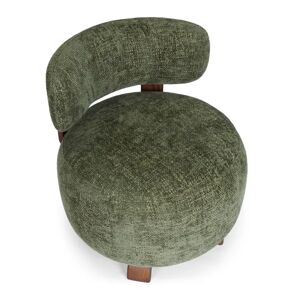 NV GALLERY Fauteuil PLATON - Fauteuil, Tweed vert & bois de frêne teinte noyer, Ø60 Vert / Marron