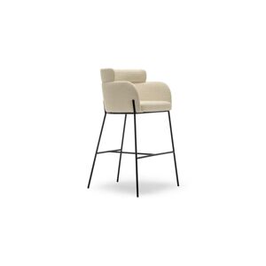 NV GALLERY Tabouret de bar BARON - Tabouret de bar, Blanc bouclette & metal noir, H80 Blanc