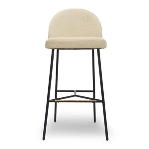 NV GALLERY Tabouret de bar BANE - Tabouret de bar, Blanc bouclette & metal noir, H78 Blanc / Noir