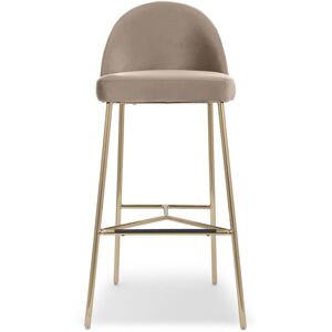 NV GALLERY Tabouret de bar BANE - Tabouret de bar, Velours taupe & metal dore, H78 Taupe / Dore