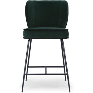 NV GALLERY Tabouret de bar WAYNE - Tabouret de bar, Velours vert cedre & metal noir, H65 Vert / Noir