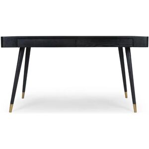 NV GALLERY Bureau VINYLE - Bureau, Bois de frene noir veine & metal dore, L140 Noir