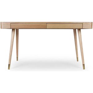 NV GALLERY Bureau VINYLE - Bureau, Bois naturel veine & metal dore, L140 Naturel