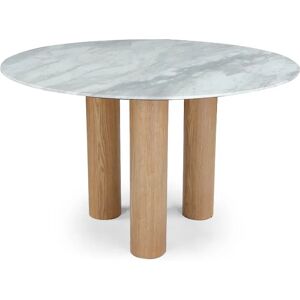 NV GALLERY Table a manger BENEDETTA - Table a manger, pour 4 personnes, Marble blanc waterproof & bois blond, Ø120 Blanc / Naturel