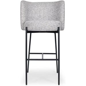 NV GALLERY Chaise de bar RAY - Tabouret de bar, Tweed gris & metal noir, H78 Gris / Noir