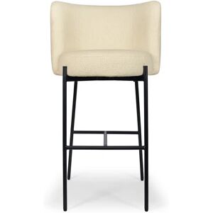 NV GALLERY Chaise de bar RAY - Tabouret de bar, Blanc bouclette & metal noir, H78 Blanc / Noir